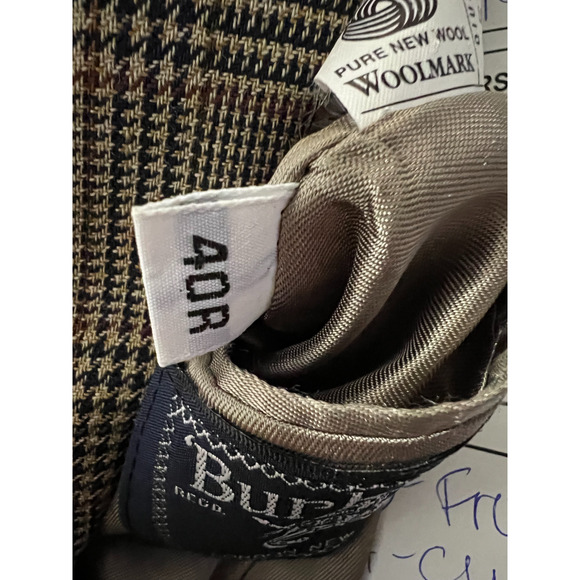 Burberrys Harris Plaid Wool Blazer Mens Size 40R Brown Tan Pristine Vintage 80s - Picture 9 of 10